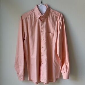 Ermenegildo Zegna Size XXL Men's Peach Orange White Plaid Cotton Button-Up Shirt